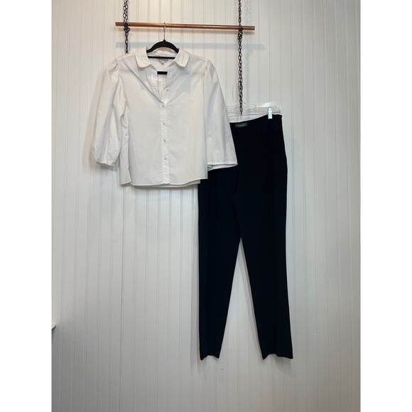 Ralph Lauren & Nanette Lepore White Button-Up Shirt & High Waist Pants Size M - Picture 1 of 11